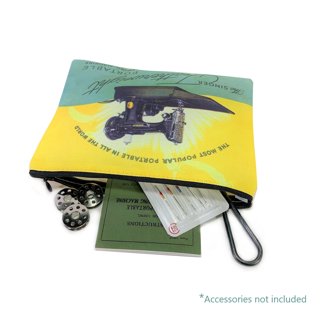 Zippered Accessory Pouch Bag featuring Singer Featherweight Sewing Machine Advertisement The
