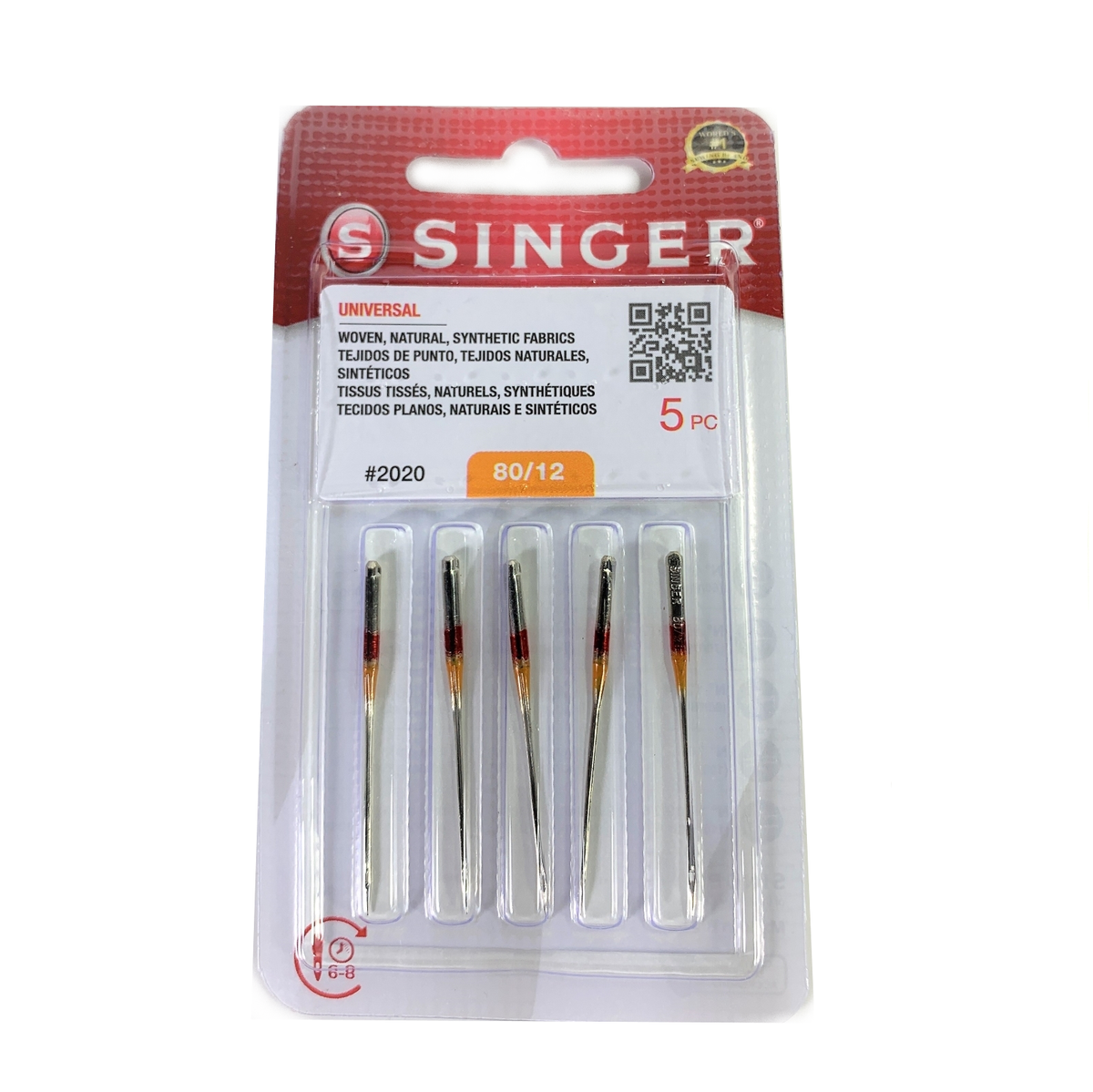 Singer Sewing Machine Needles 15x1 Universal 2020 5 Pack - Choice of Size