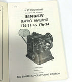 Singer Class 176 Industrial Sewing Machine Instruction Manual Vintage Original 1947 - The Old Singer Shop