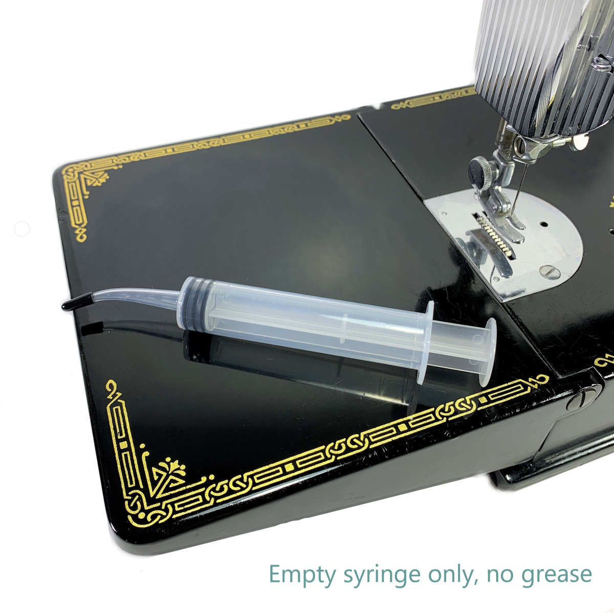 Empty Grease Lubricant Syringe Curved Tip Makes Access To Gears