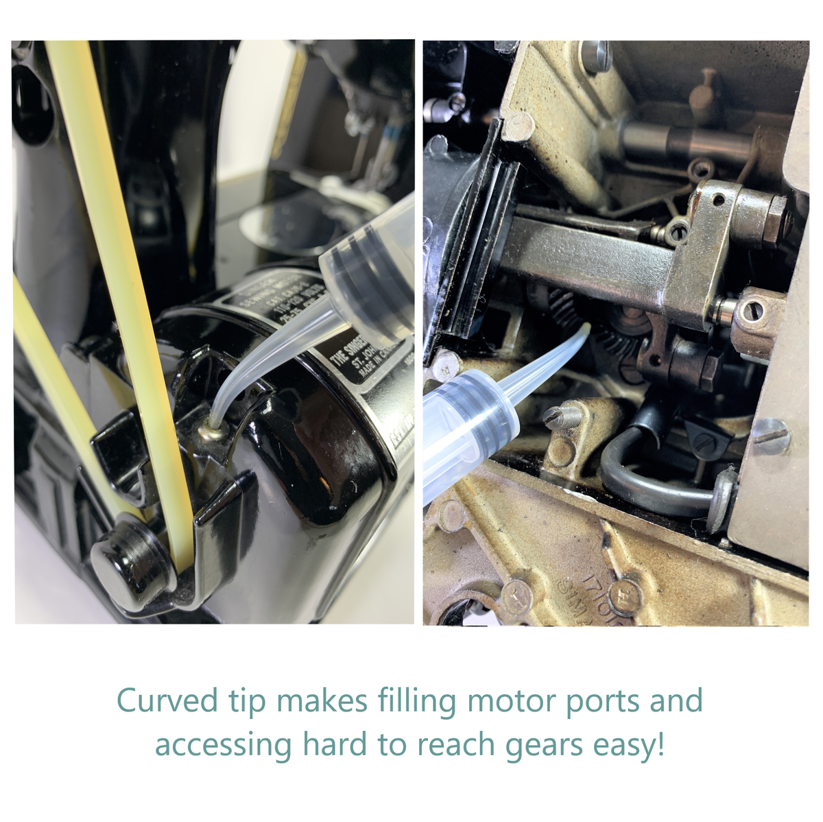 Empty Grease Lubricant Syringe Curved Tip Makes Access To Gears