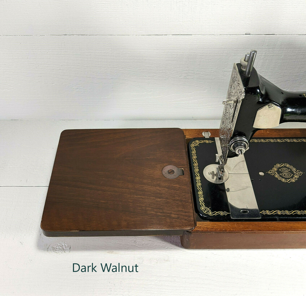 Singer Sewing Machine Bentwood Case Bed Extension with Rare US Mounting