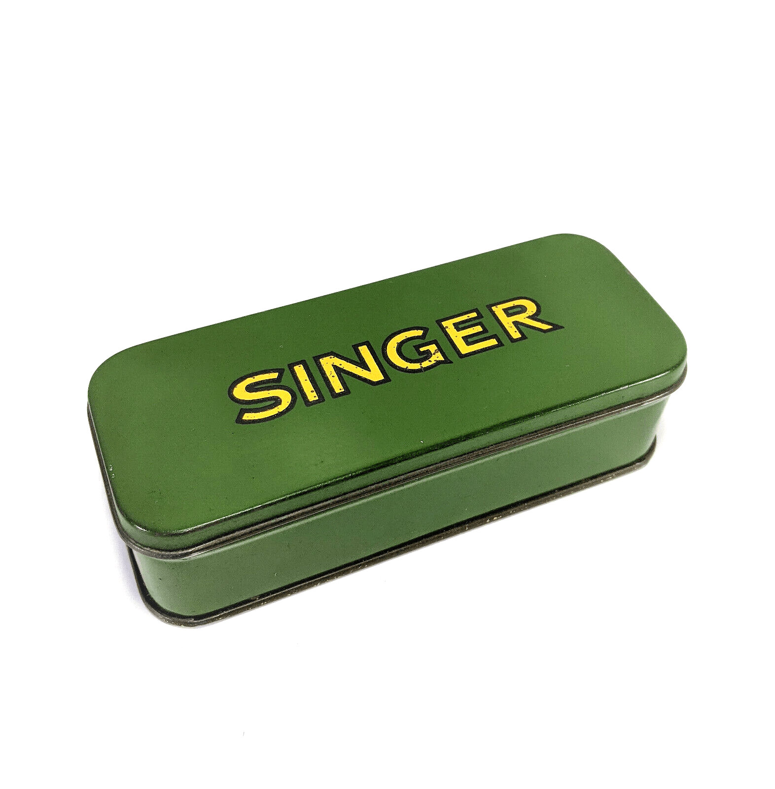 Vintage Singer Sewing Machine Green Tin Attachment Accessory Case