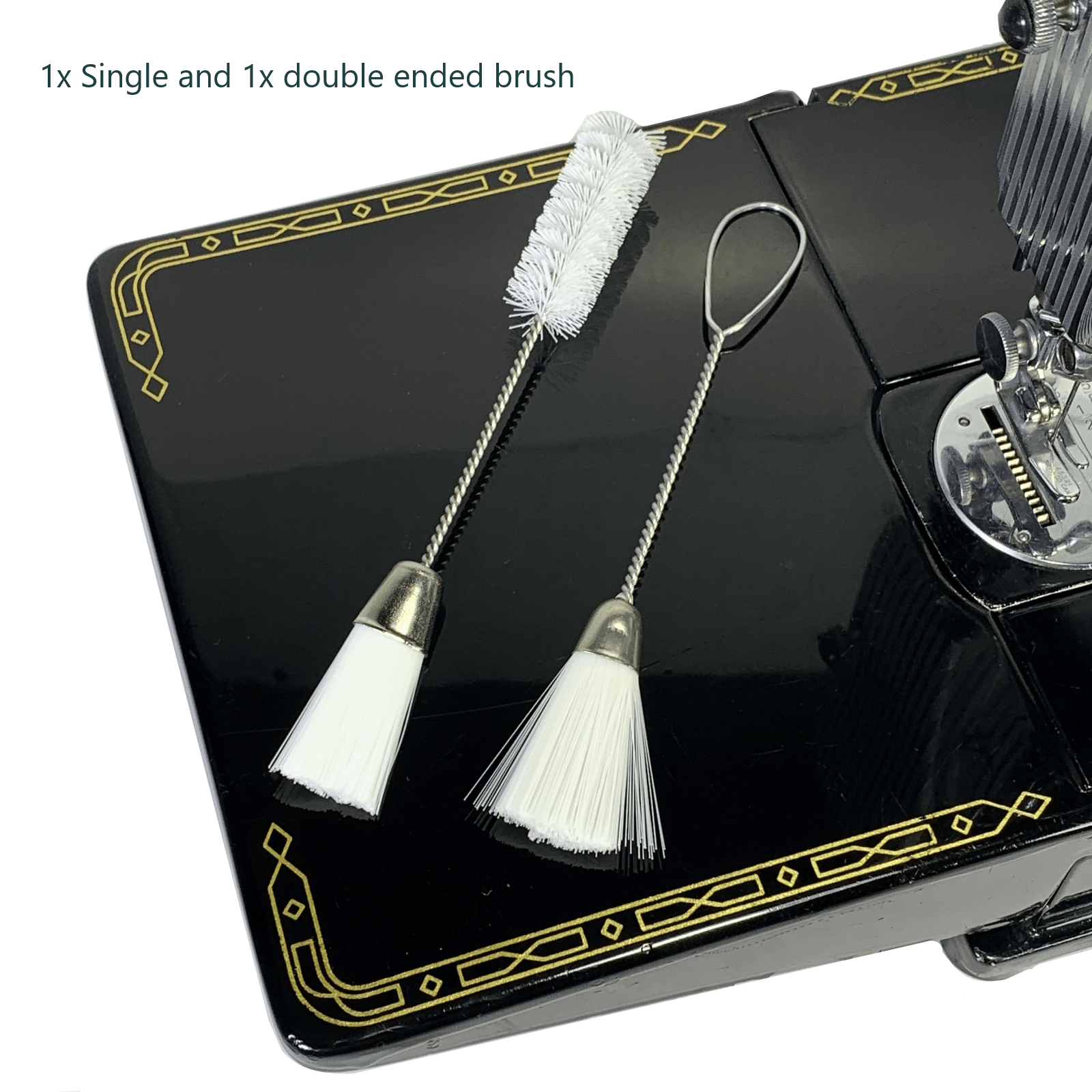 2 Pack Sewing Machine Lint Brush Wire Handle with Nylon Bristles Double or Single Ended - The Old Singer Shop