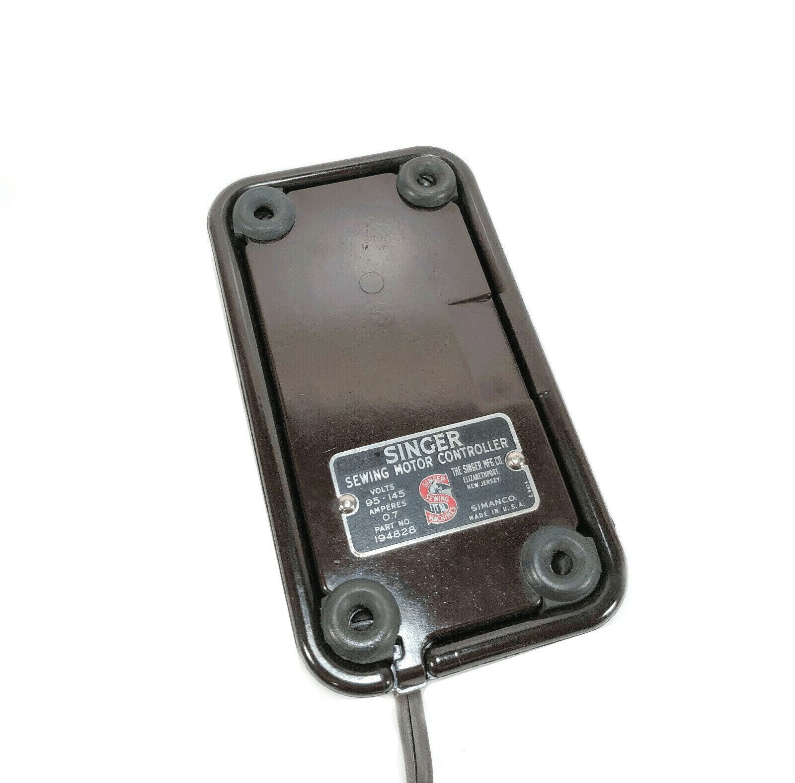 Singer 301 401 403 404 Foot Pedal Speed Control w Bakelite Plug Simanco 194828 - The Old Singer Shop