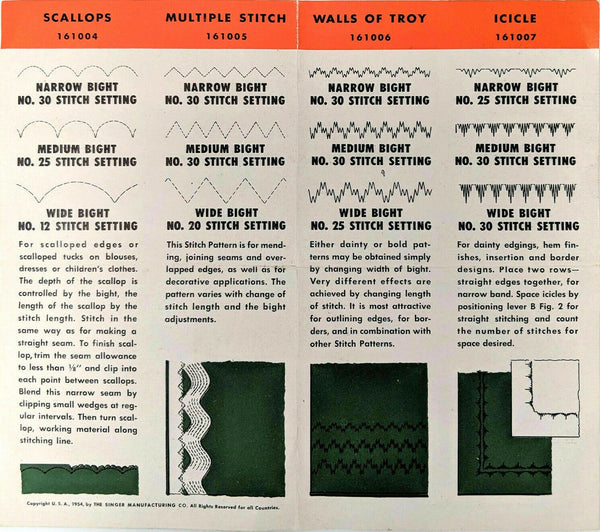 Sewing Machine Stitch Pattern Reference Singer Sewing Machine Automatic Zigzagger Stitch Pattern Cam Set No 2 ...