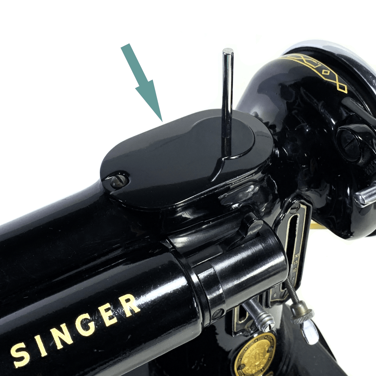 544j Singer Pin New Singer 221 222K Featherweight Sewing Machine Spool Pin Cover Plate ...