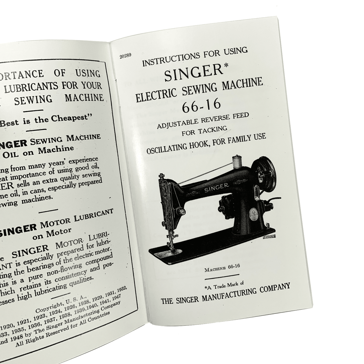Singer Manual Machine New Singer 66-16 Sewing Machine Instruction Manual Original or Large F ...