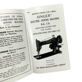 New Singer 66-16 Sewing Machine Instruction Manual Original or Large Format Available - The Old Singer Shop