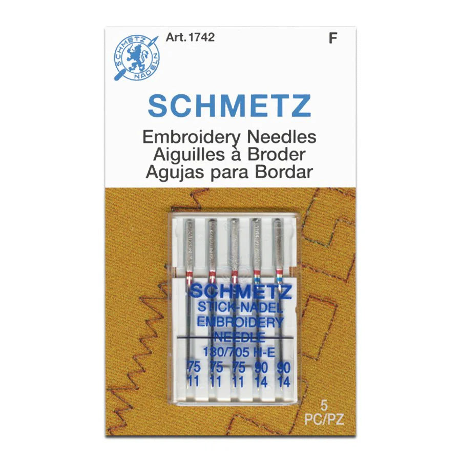 Schmetz Embroidery Sewing Machine Needles 5 Pack - Choice of Size