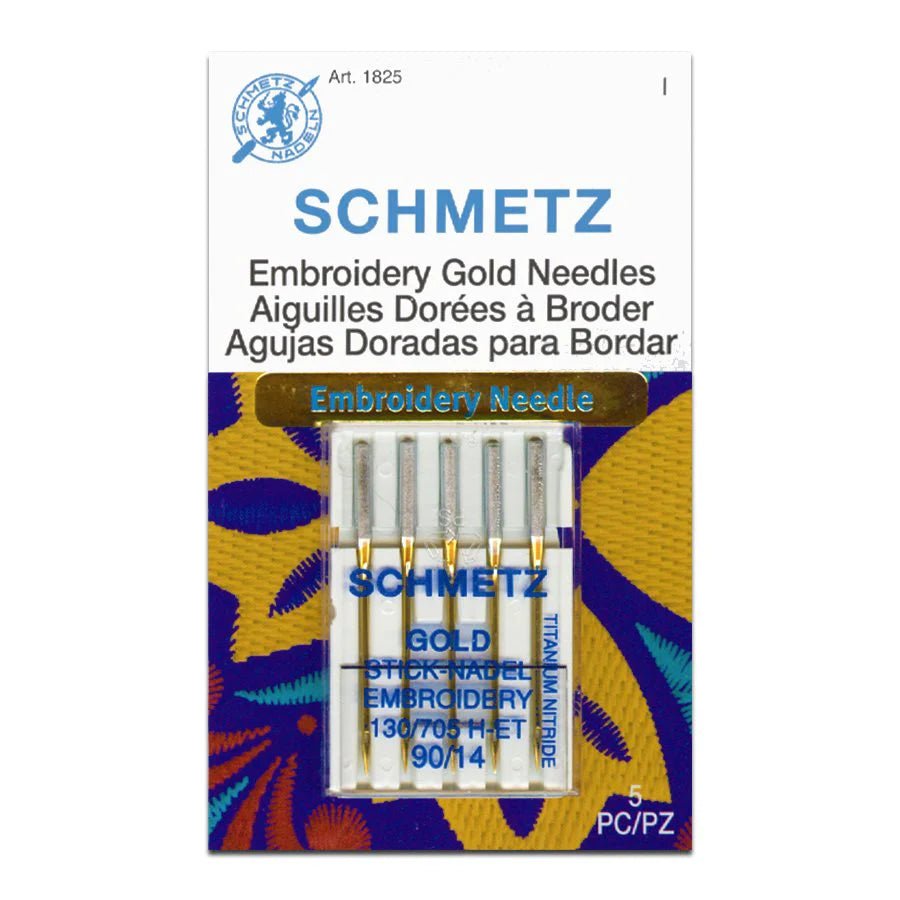 Schmetz Gold Embroidery Sewing Machine Needles 5 Pack - Choice of Size - The Old Singer Shop