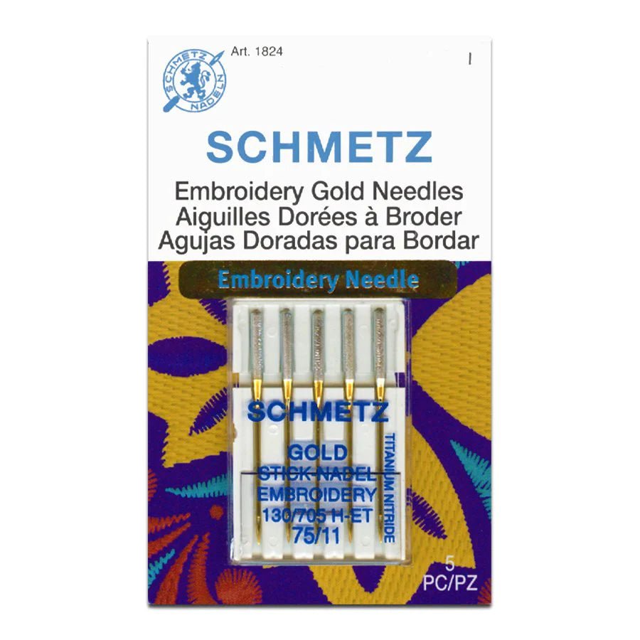 Schmetz Gold Embroidery Sewing Machine Needles 5 Pack - Choice of Size - The Old Singer Shop