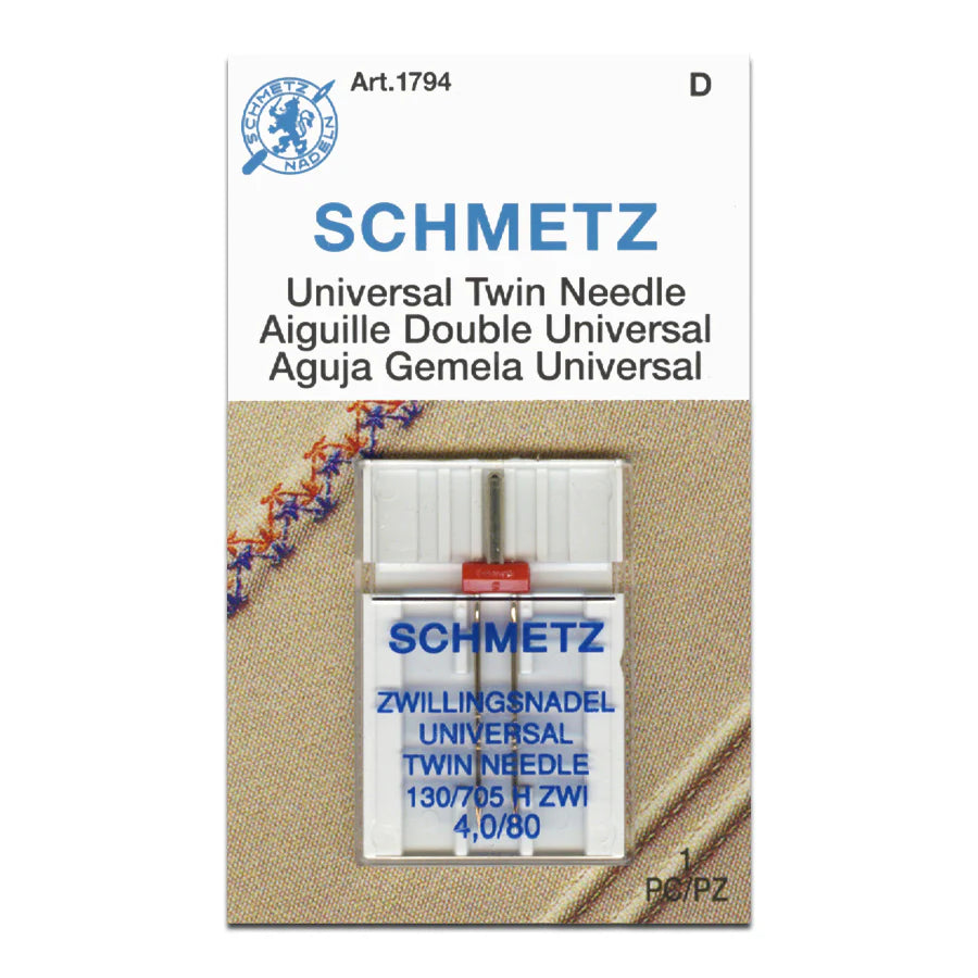 Schmetz Universal Sewing Machine Twin Needles - Choice of Size