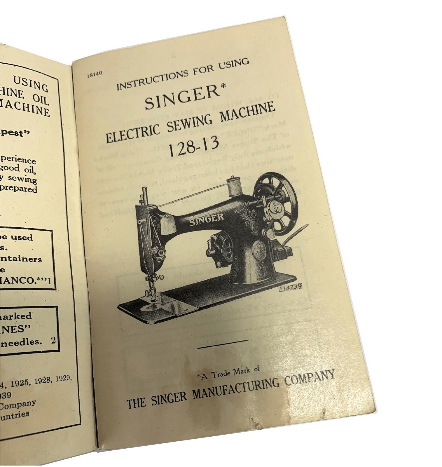 Singer 128 - 13 Sewing Machine Instruction Manual Vintage Original 1939 - The Old Singer Shop