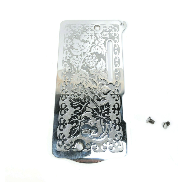 Singer 128 Sewing Machine Side Face Plate w Grape Vine Pattern Simanco 8361 Chrome - The Old Singer Shop