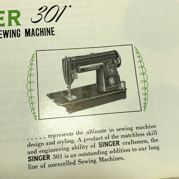Singer 301 301A Sewing Machine Instruction Manual Vintage Original 1956 ...