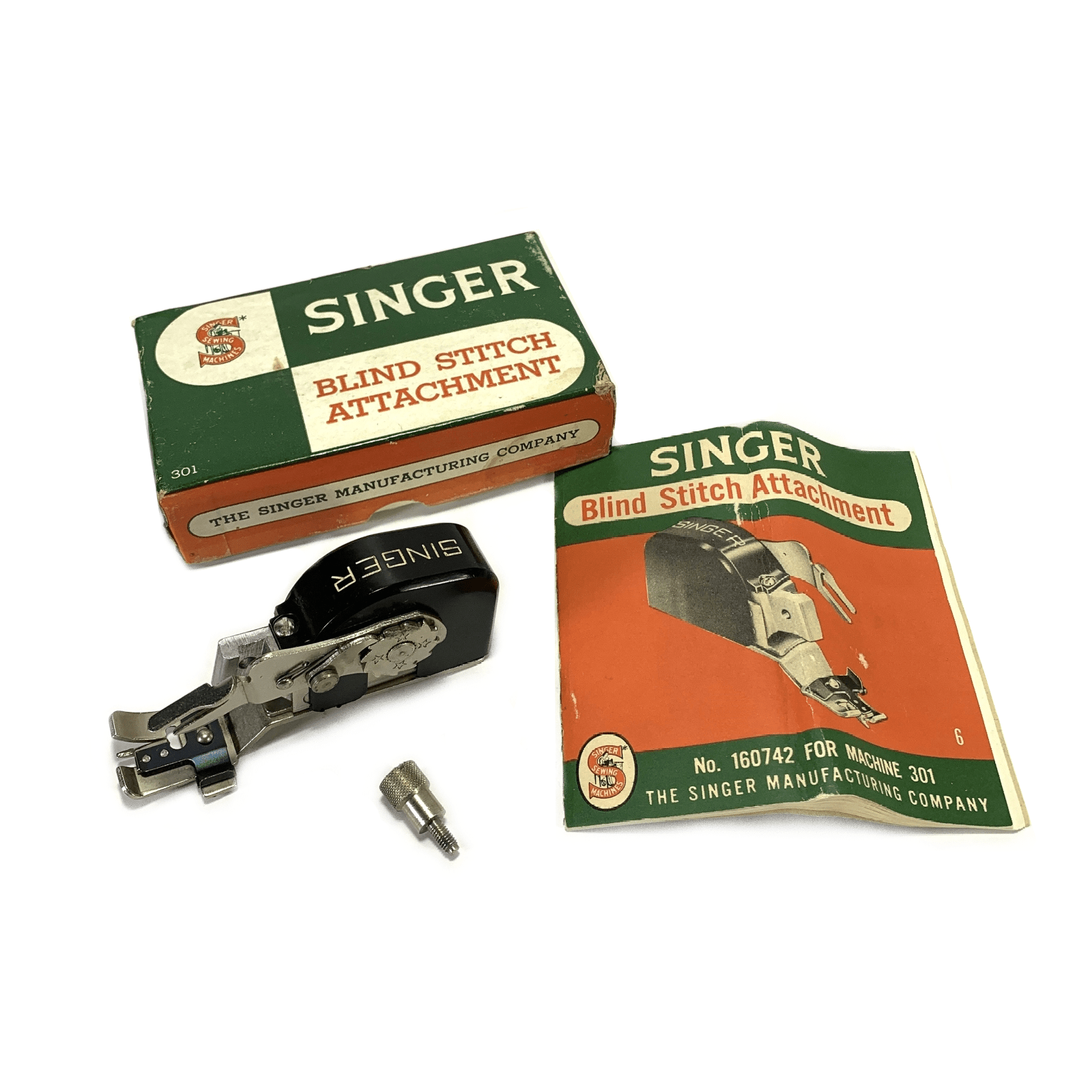 Singer 301 Sewing Machine Slant Shank Blind Stitch Attachment in Box Simanco 160742 - The Old Singer Shop