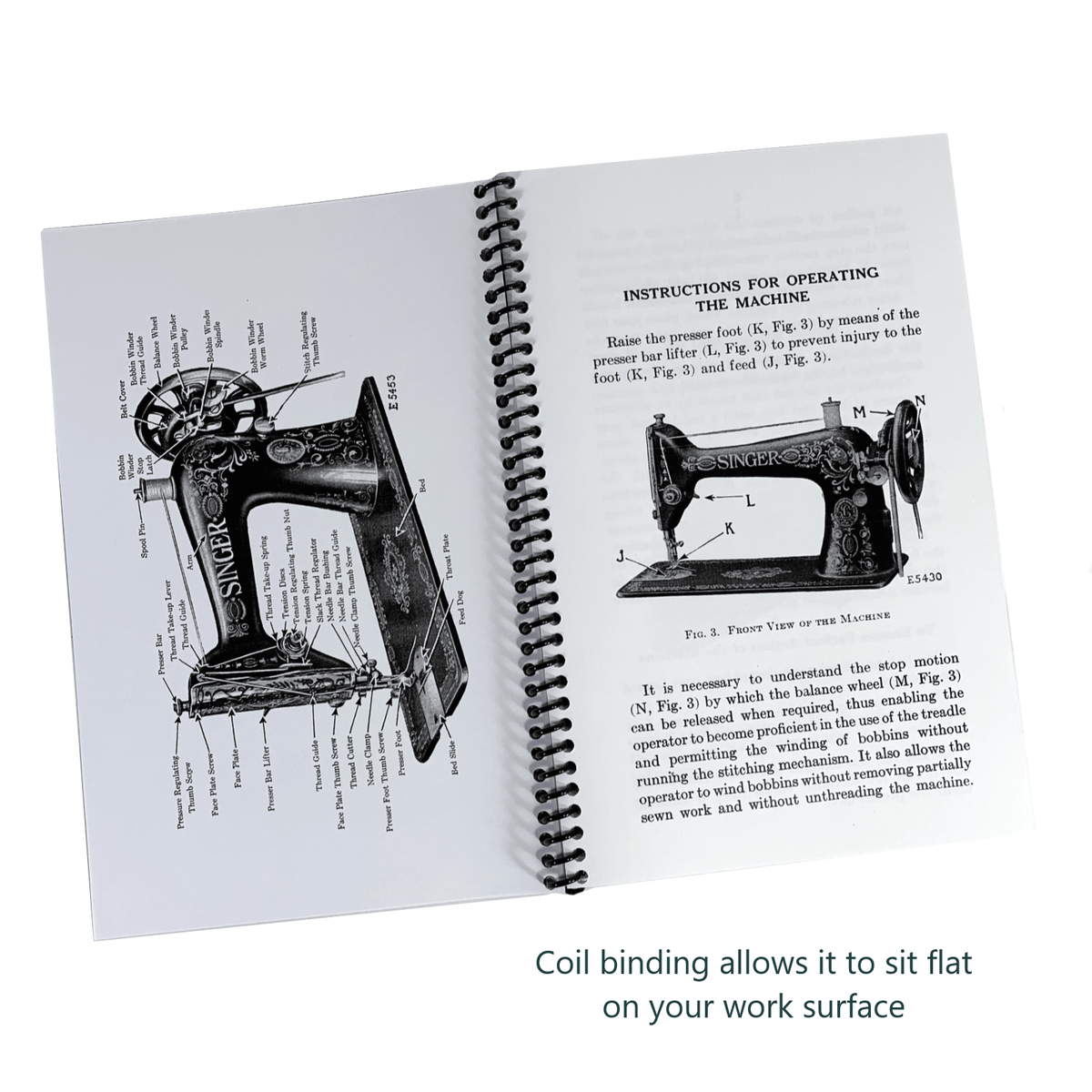 Singer 66 Red Eye Treadle Sewing Machine Instruction Manual Coil Bound ...