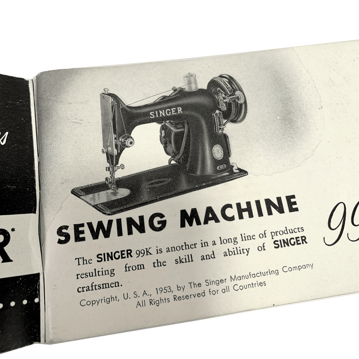 Singer Manual Machine Singer 99K 99-28 Sewing Machine Instruction Manual Vintage Original 19 ...