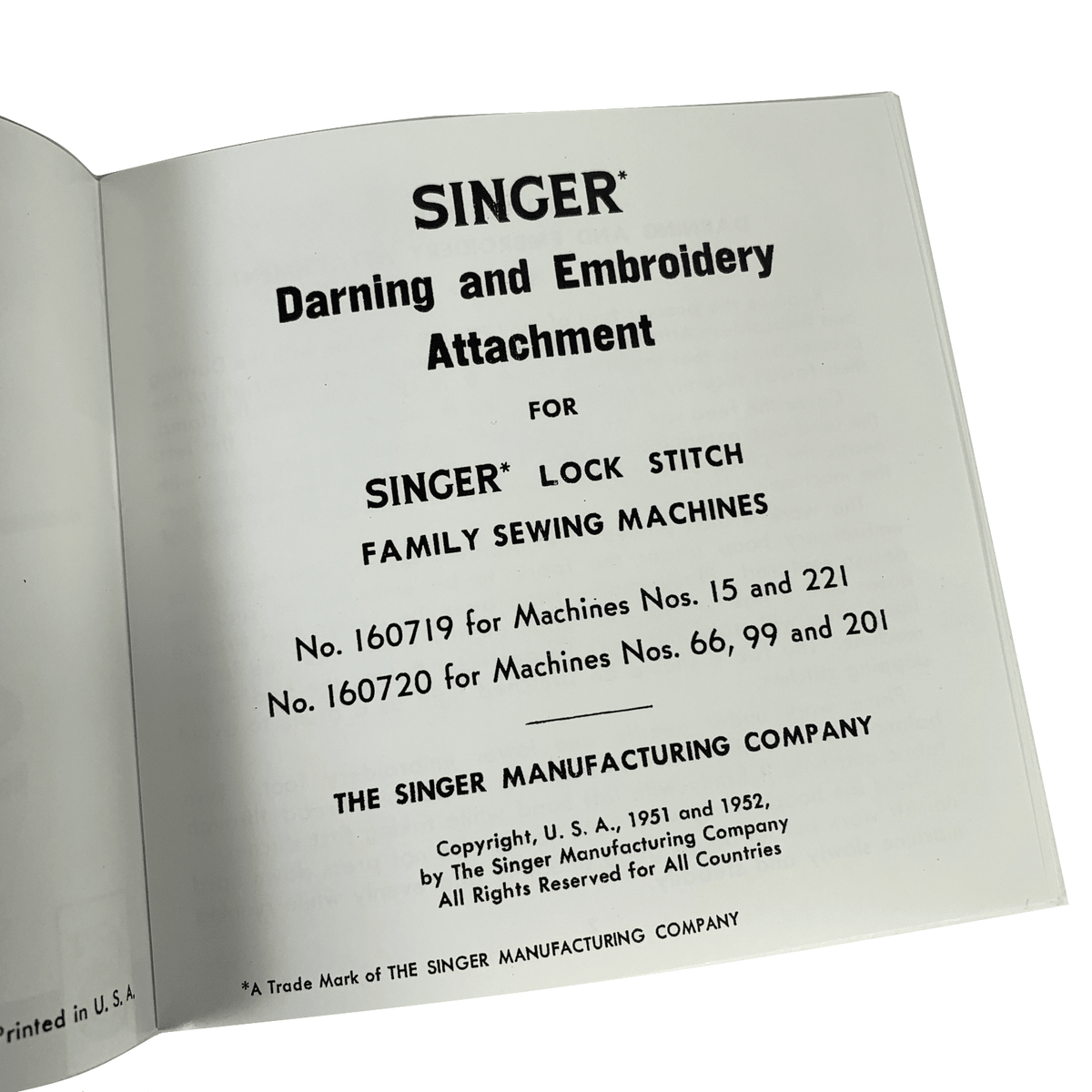 Singer Darning Machine Singer Darning and Embroidery Attachment 160719 160720 Instruction Man ...