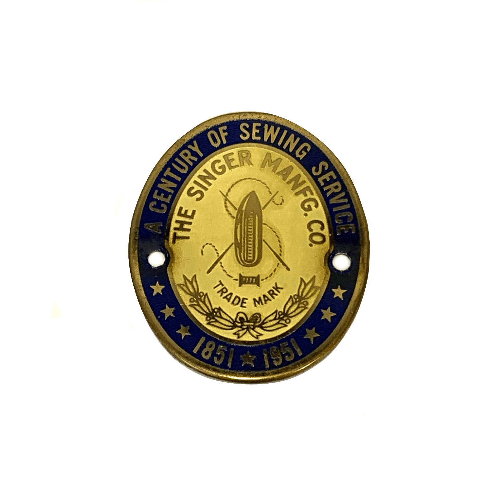 Singer Sewing Machine 1951 Centennial Brass Badge Emblem Medallion 15 66 201 - The Old Singer Shop