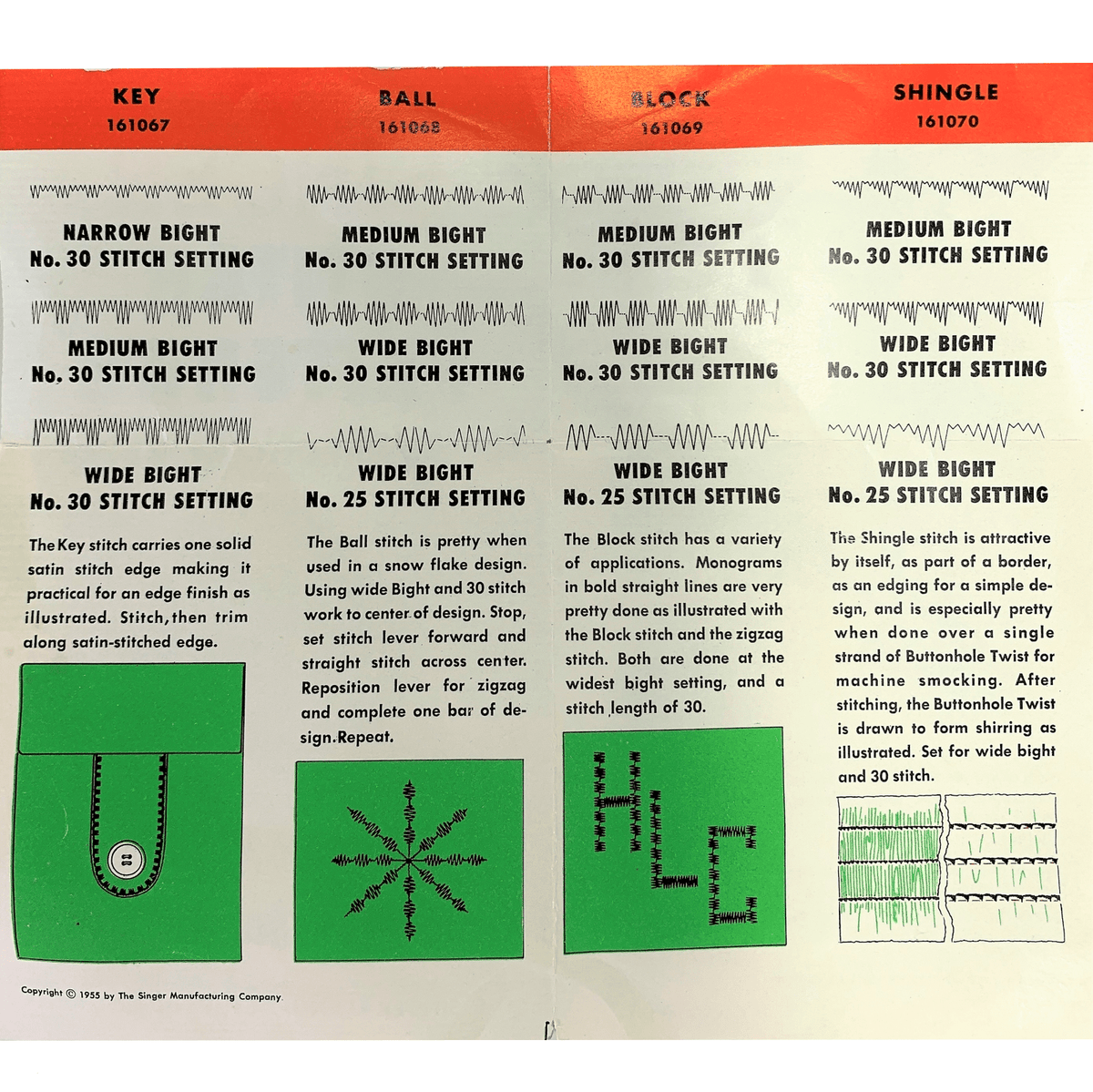 Singer Sewing Machine Automatic Zigzagger Stitch Pattern Cam Set No 3 ...