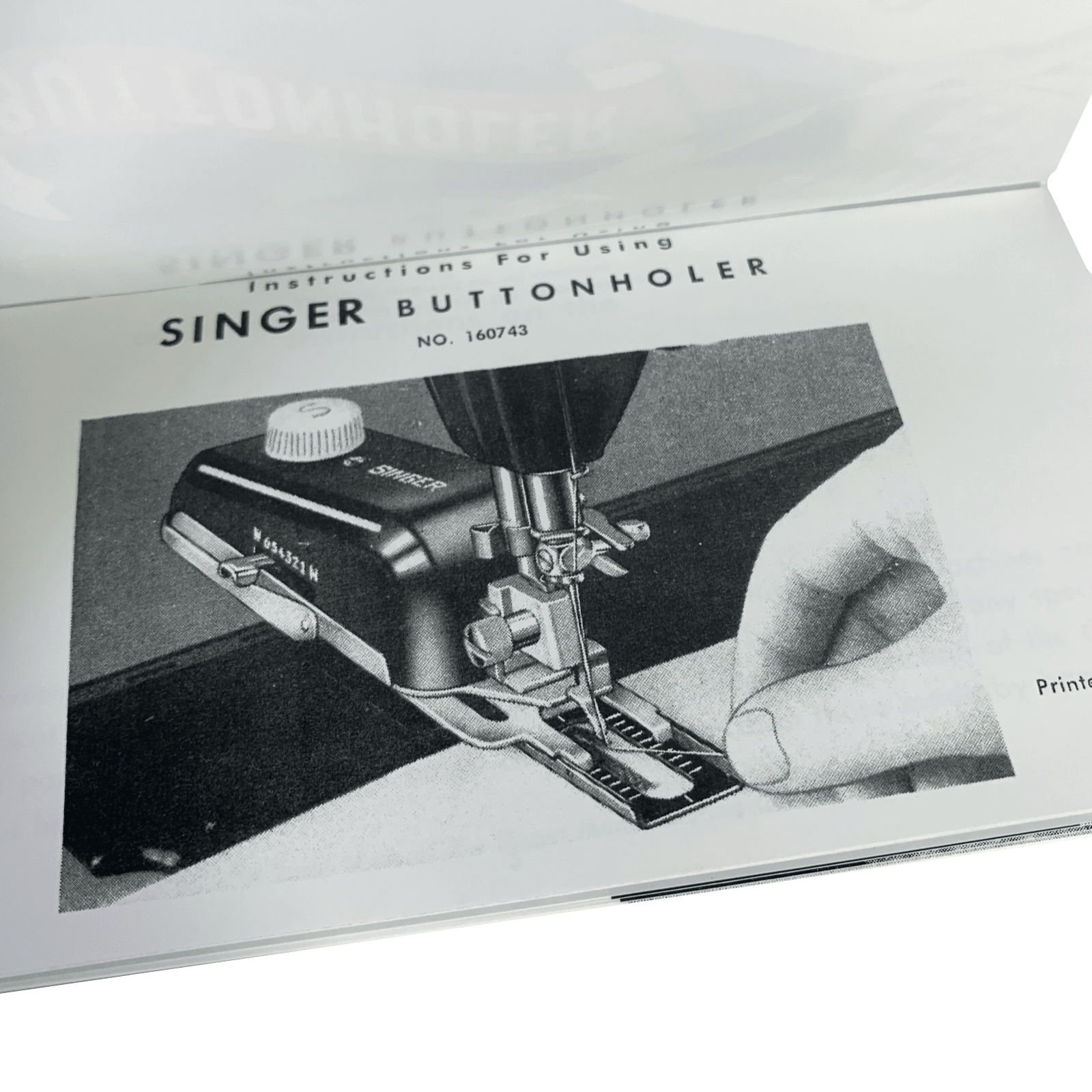 Singer Sewing Machine Buttonholer Attachment Instruction Manual 160506 160743 NEW - The Old Singer Shop