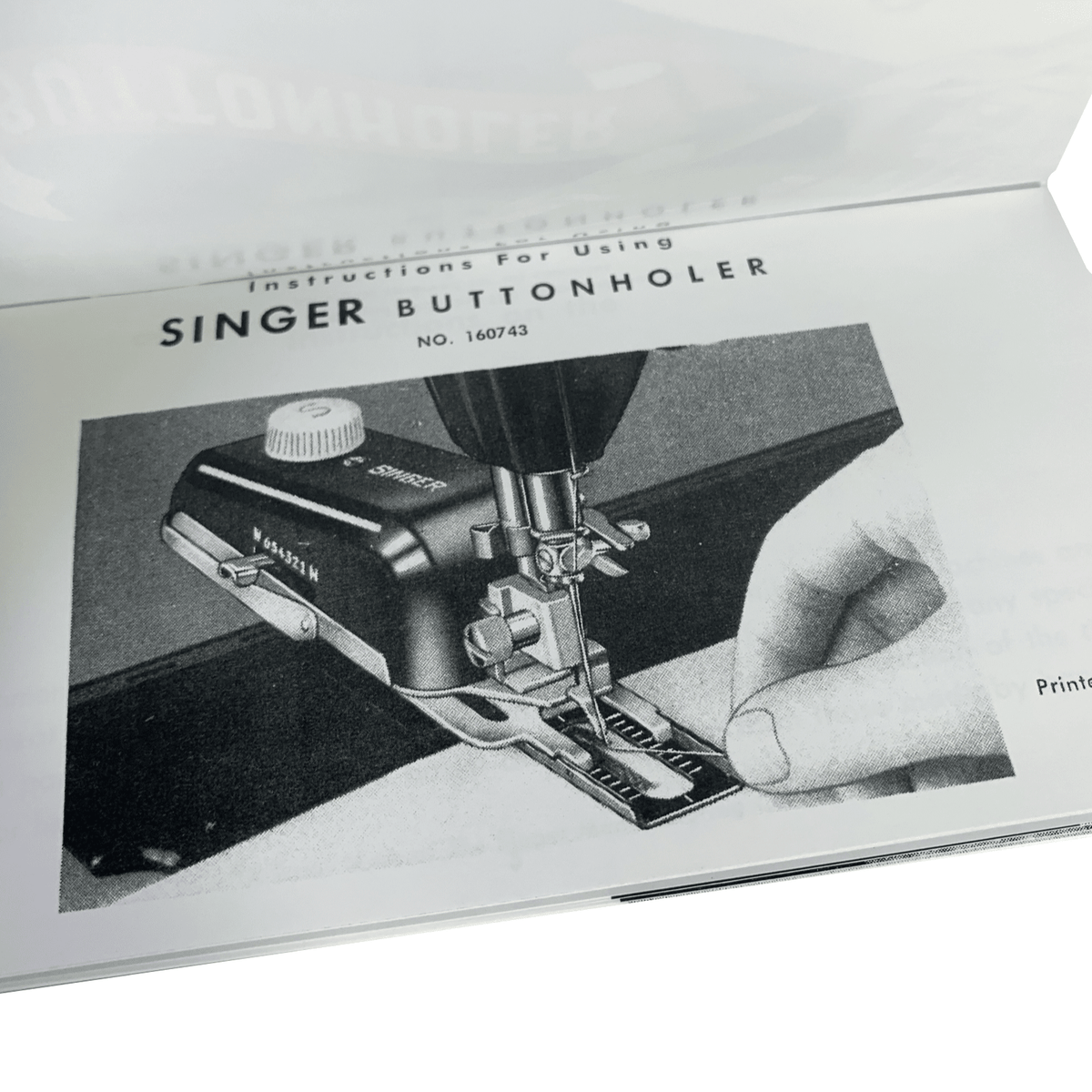 Singer Sewing Machine Buttonholer Attachment Instruction Manual 160506 ...