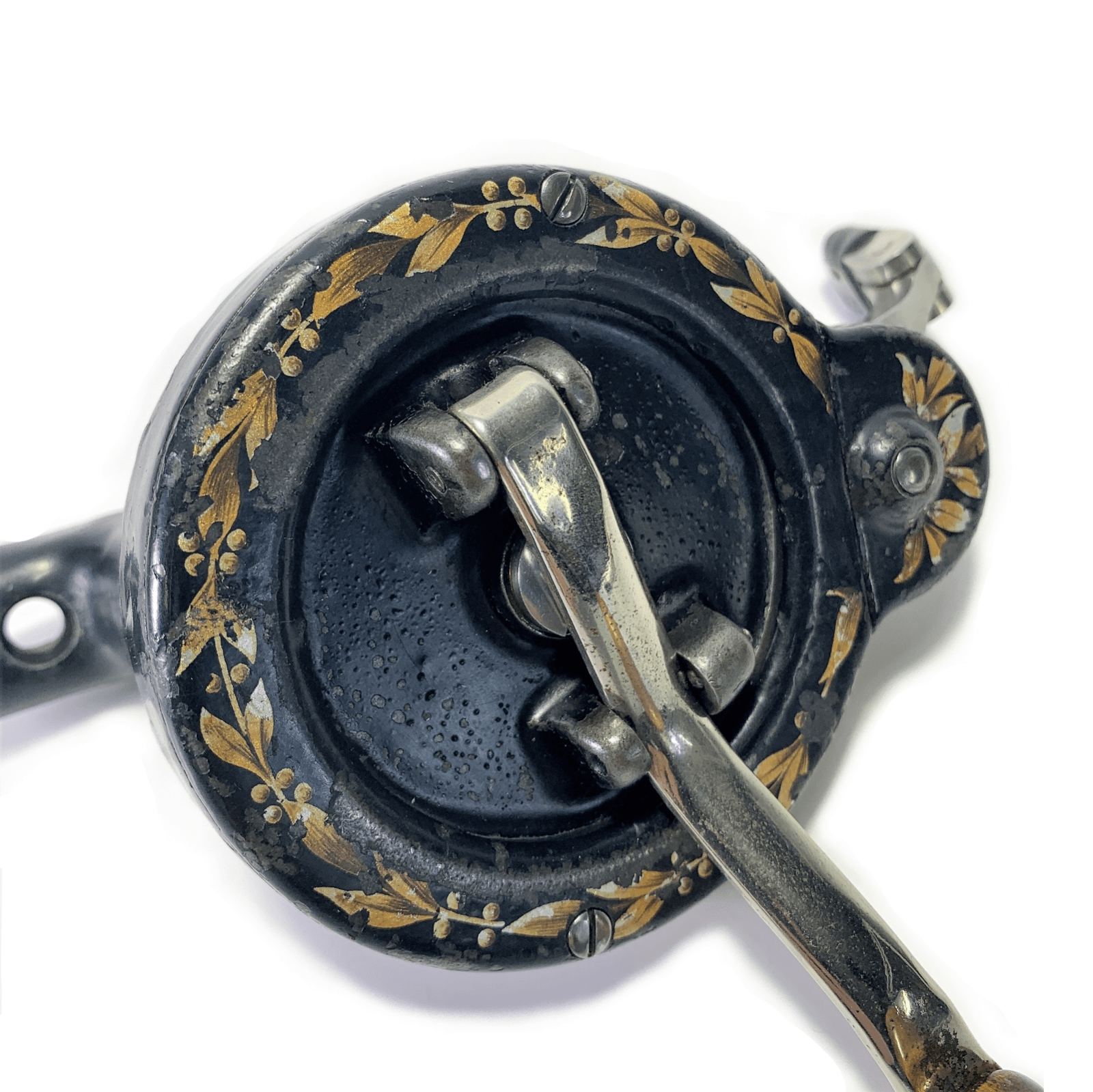 Early Singer Sewing Machine Hand Crank Attachment with Olive Decal Original Vintage Simanco - The Old Singer Shop
