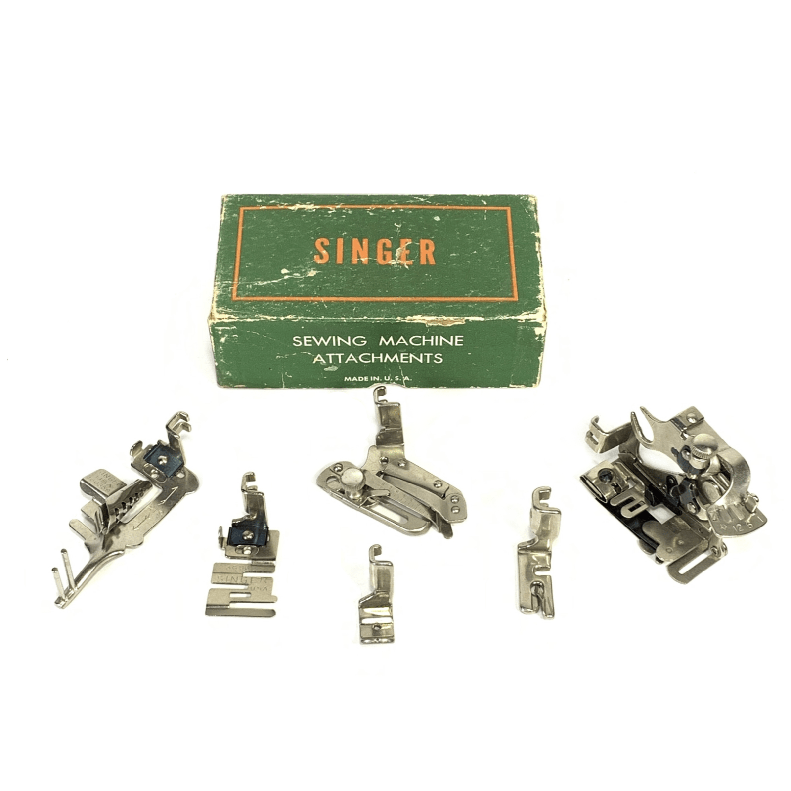 Singer Sewing Machine Low Shank Presser Feet Attachment Set in Box Featherweight 15 201 99 128 - The Old Singer Shop