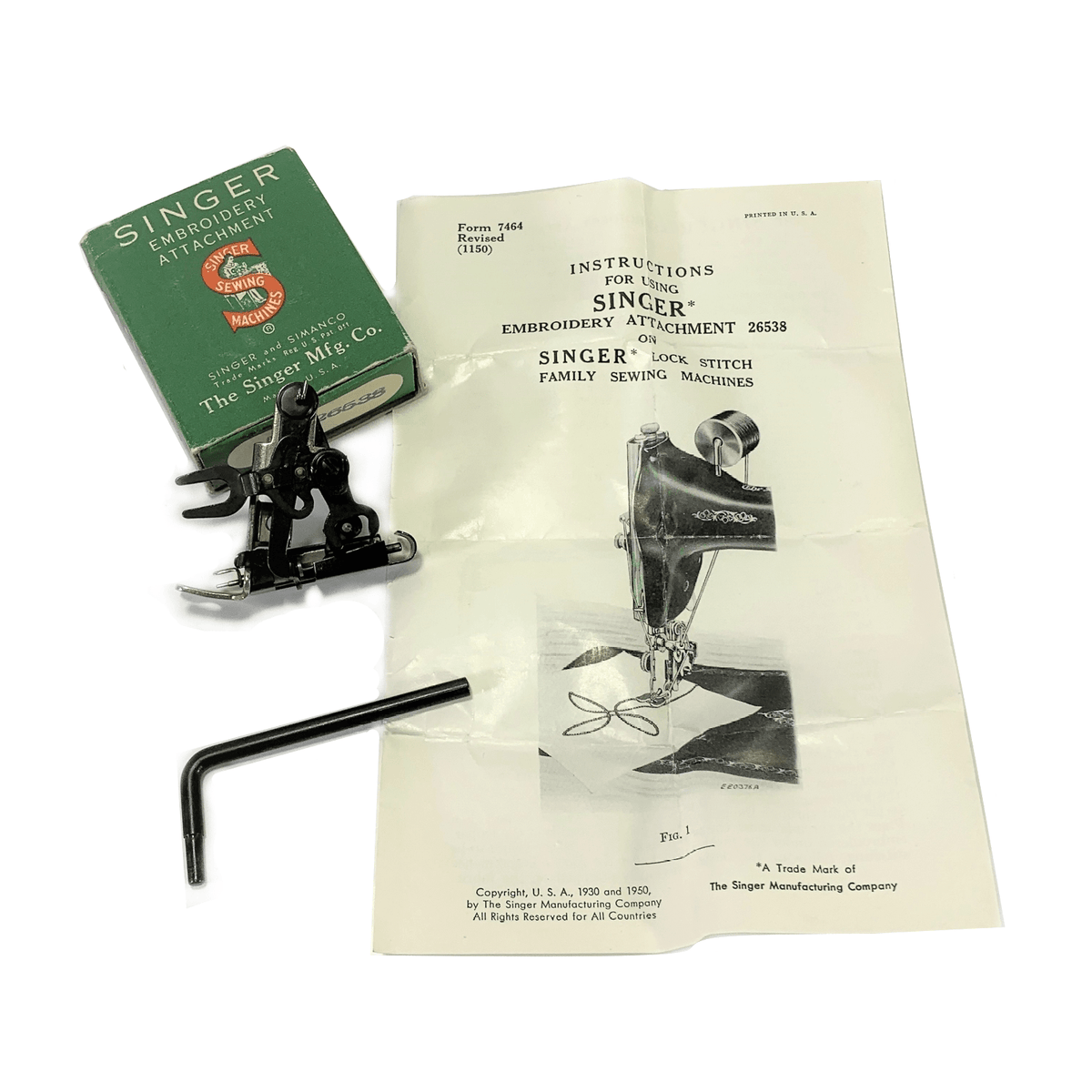 Singer Sewing Machine Single Thread Embroidery Attachment Simanco 26538 ...