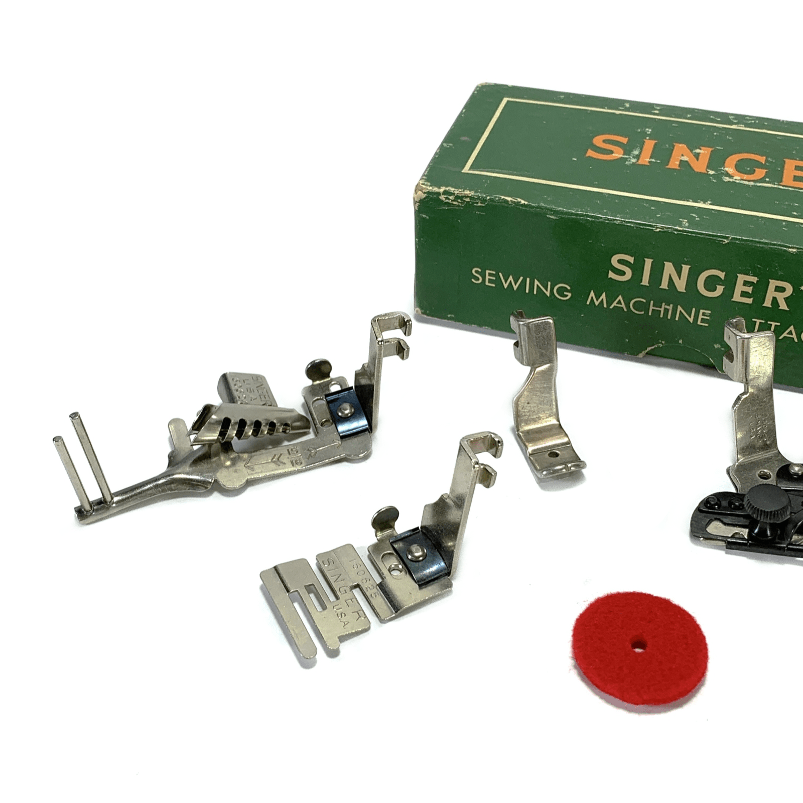 Singer Sewing Machine Slant Shank Attachment Set in Box Class 301 401 403 404 500 503 - The Old Singer Shop