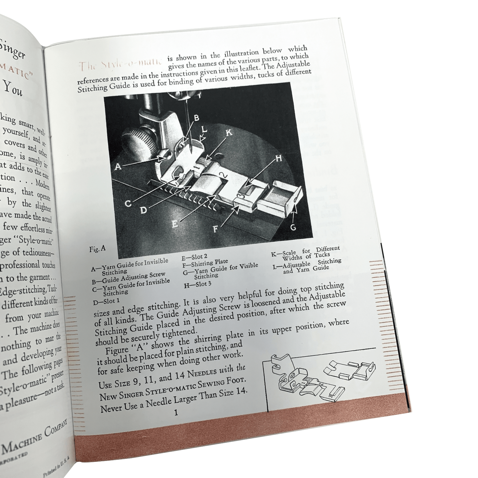 Singer Sewing Machine Style - O - Mactic Attachment Instruction Manual New Reproduction - The Old Singer Shop