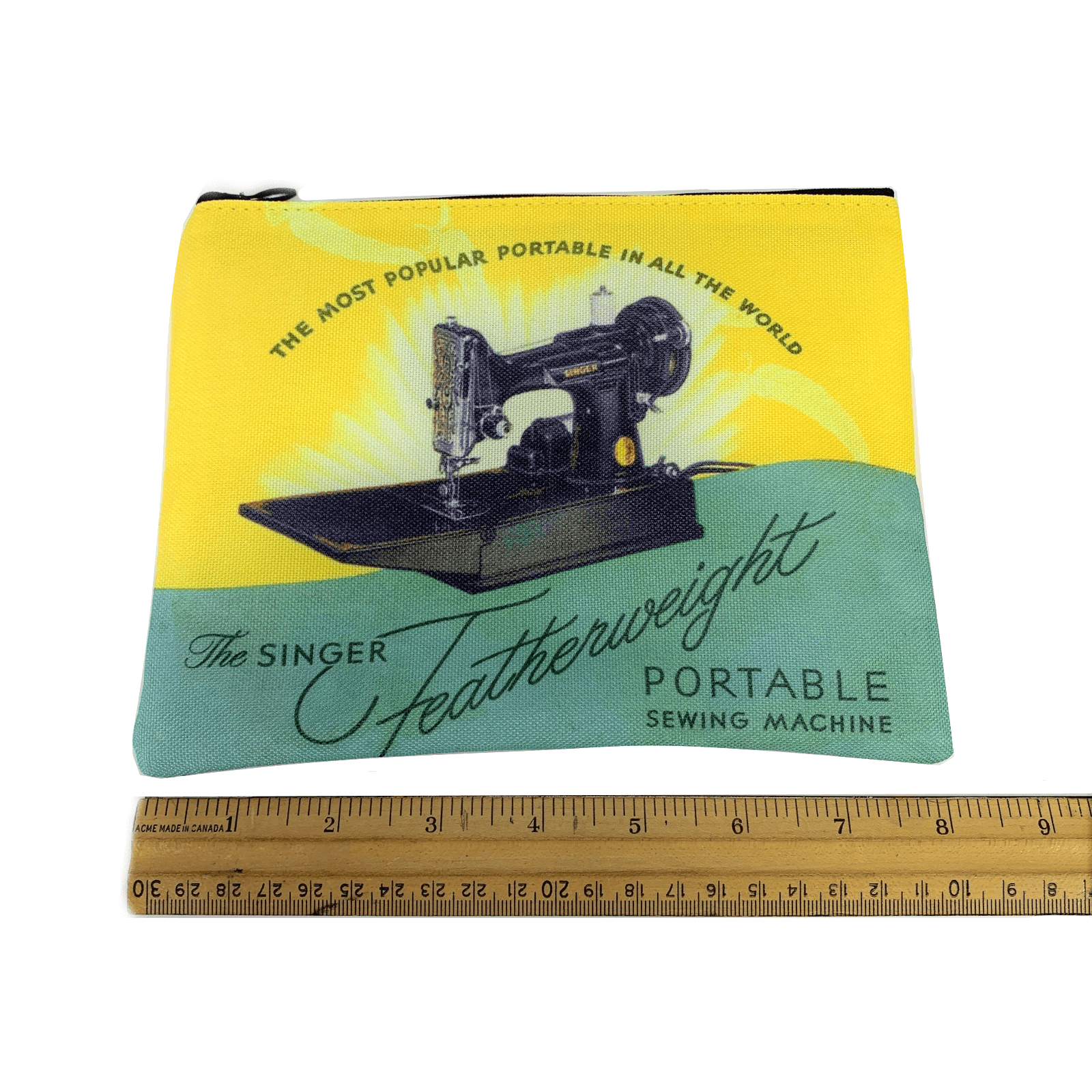 Zippered Accessory Pouch Bag featuring Singer Featherweight Sewing Machine Advertisement - The Old Singer Shop