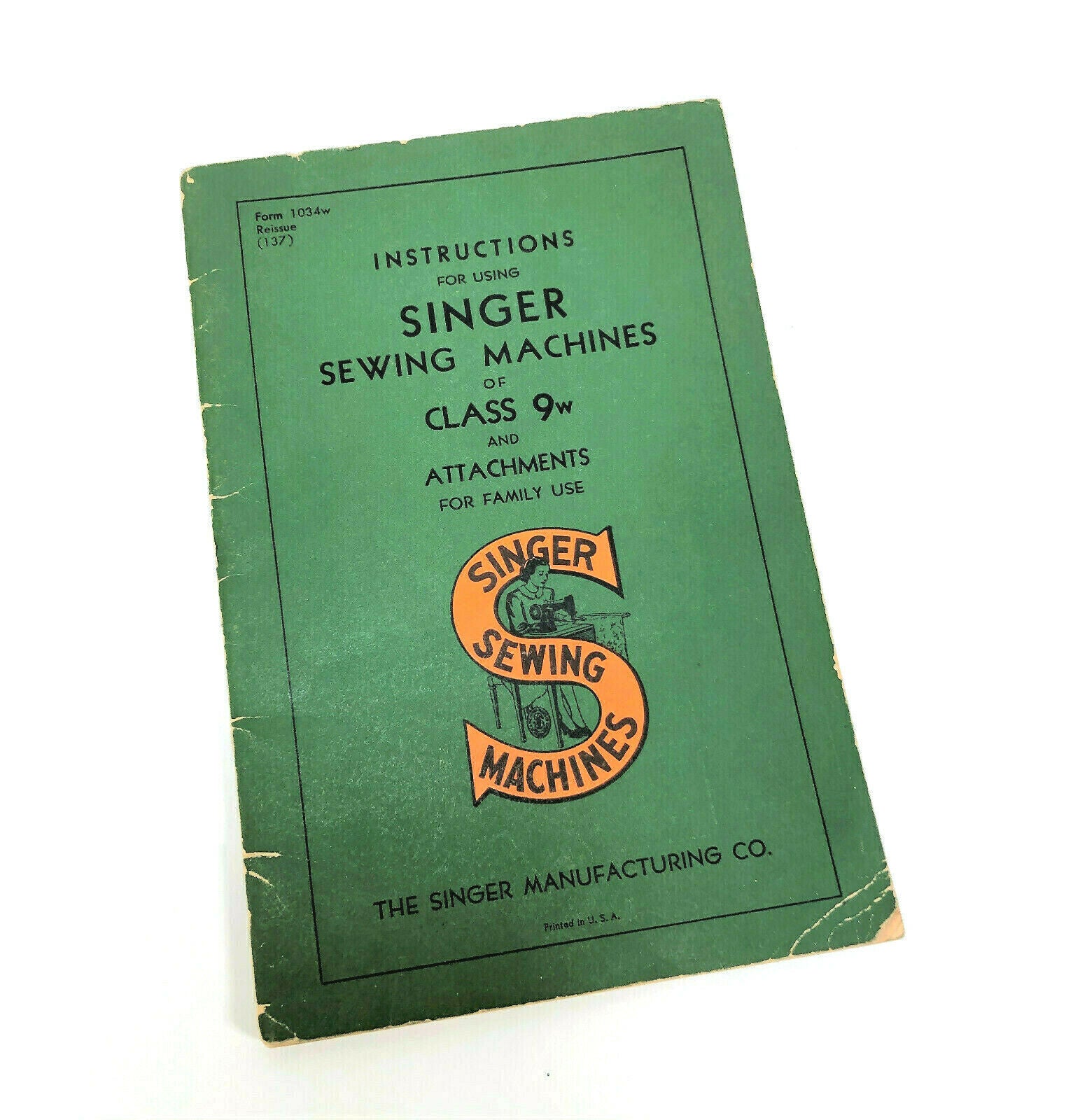 Singer 9W Sewing Machine Instruction Manual Original Booklet - The Old Singer Shop