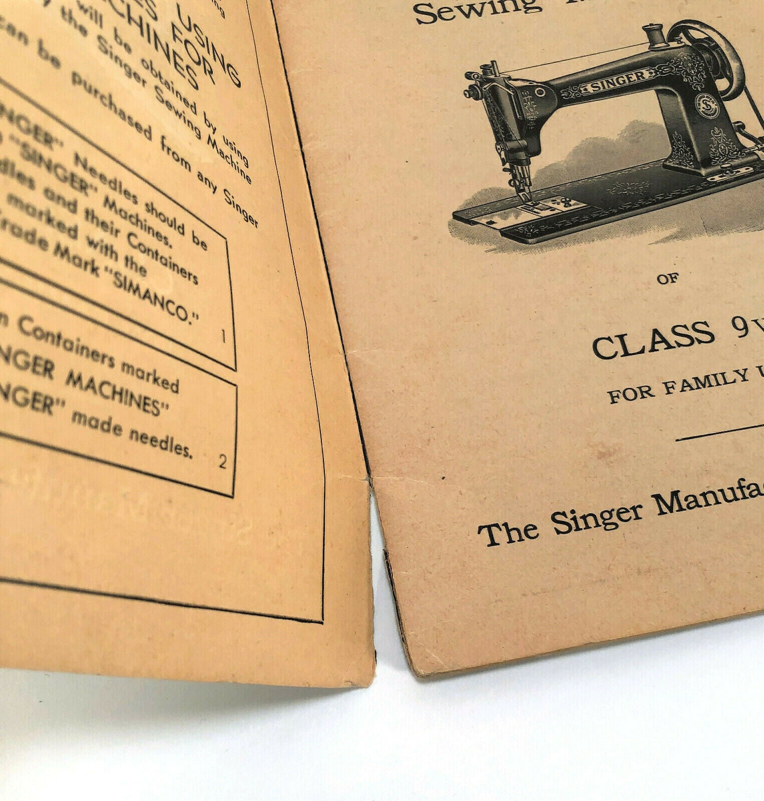 Singer 9W Sewing Machine Instruction Manual Original Booklet - The Old Singer Shop