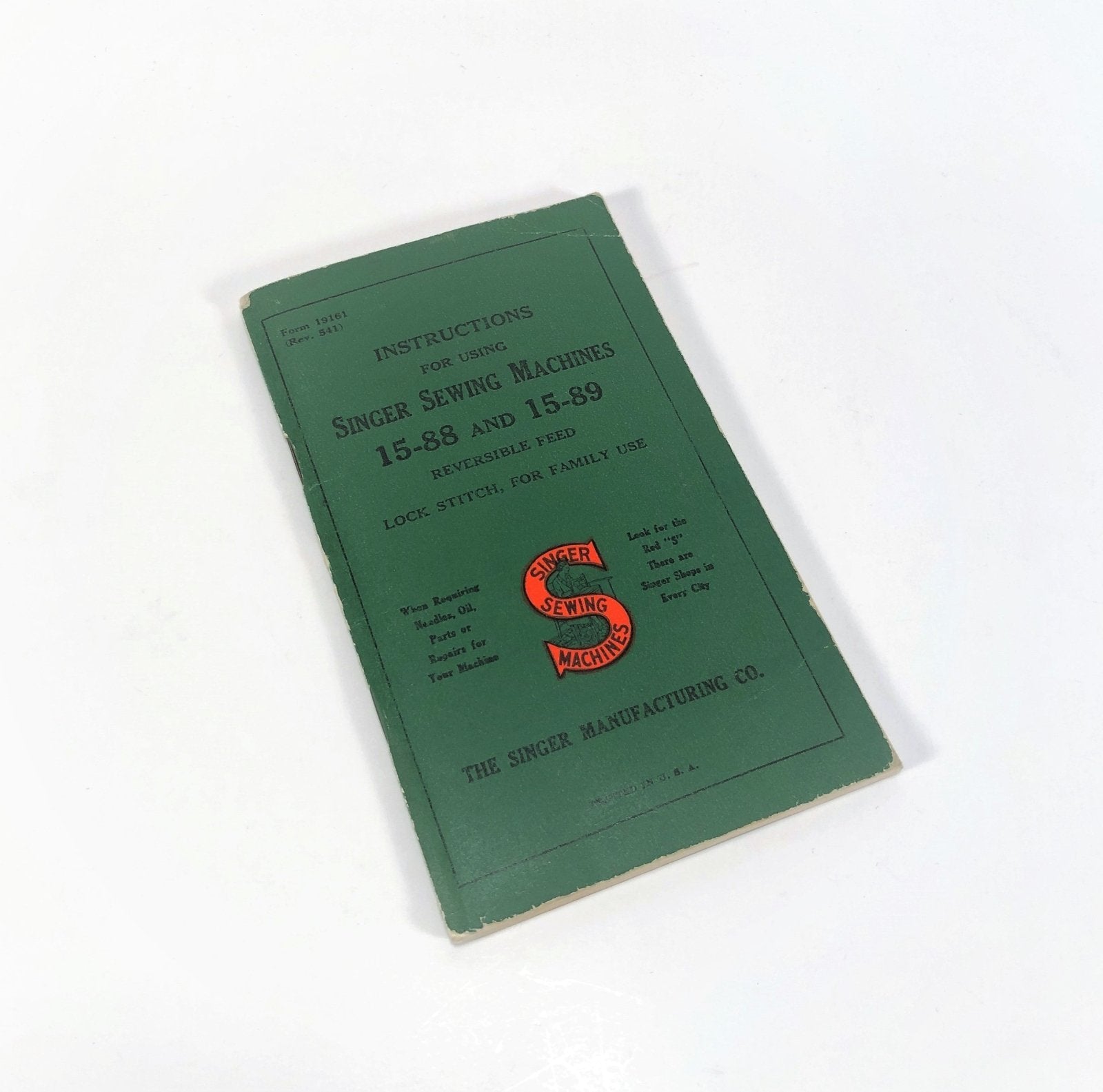 Singer 15 - 88 15 - 89 Treadle Hand Crank Sewing Machine Instruction Manual Original 1940 - The Old Singer Shop