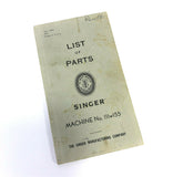 Singer 107wl Industrial Sewing Machine List of Parts Booklet Manual 1951 - The Old Singer Shop