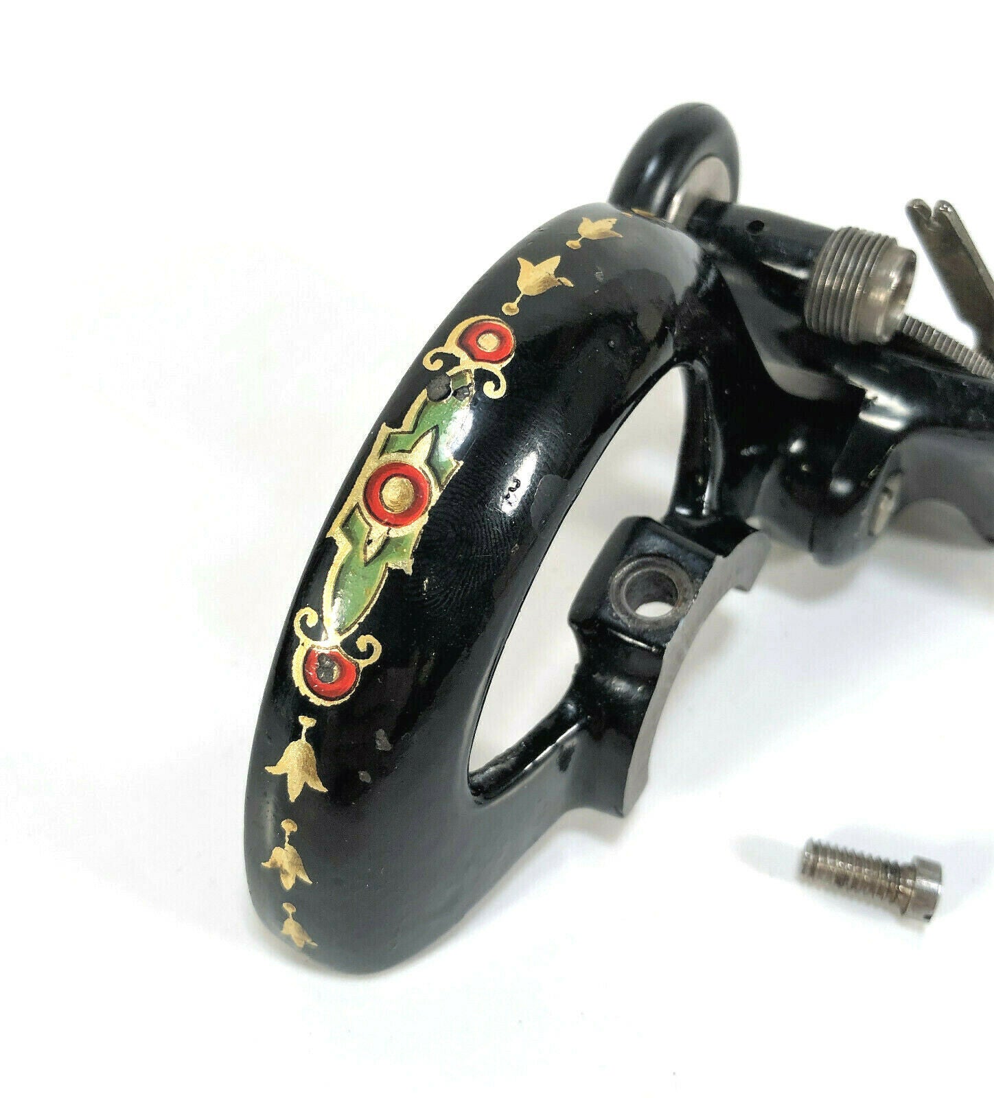Singer 128 Sewing Machine Bobbin Winder Belt Guard Assembly with La Vencedora Decal - The Old Singer Shop