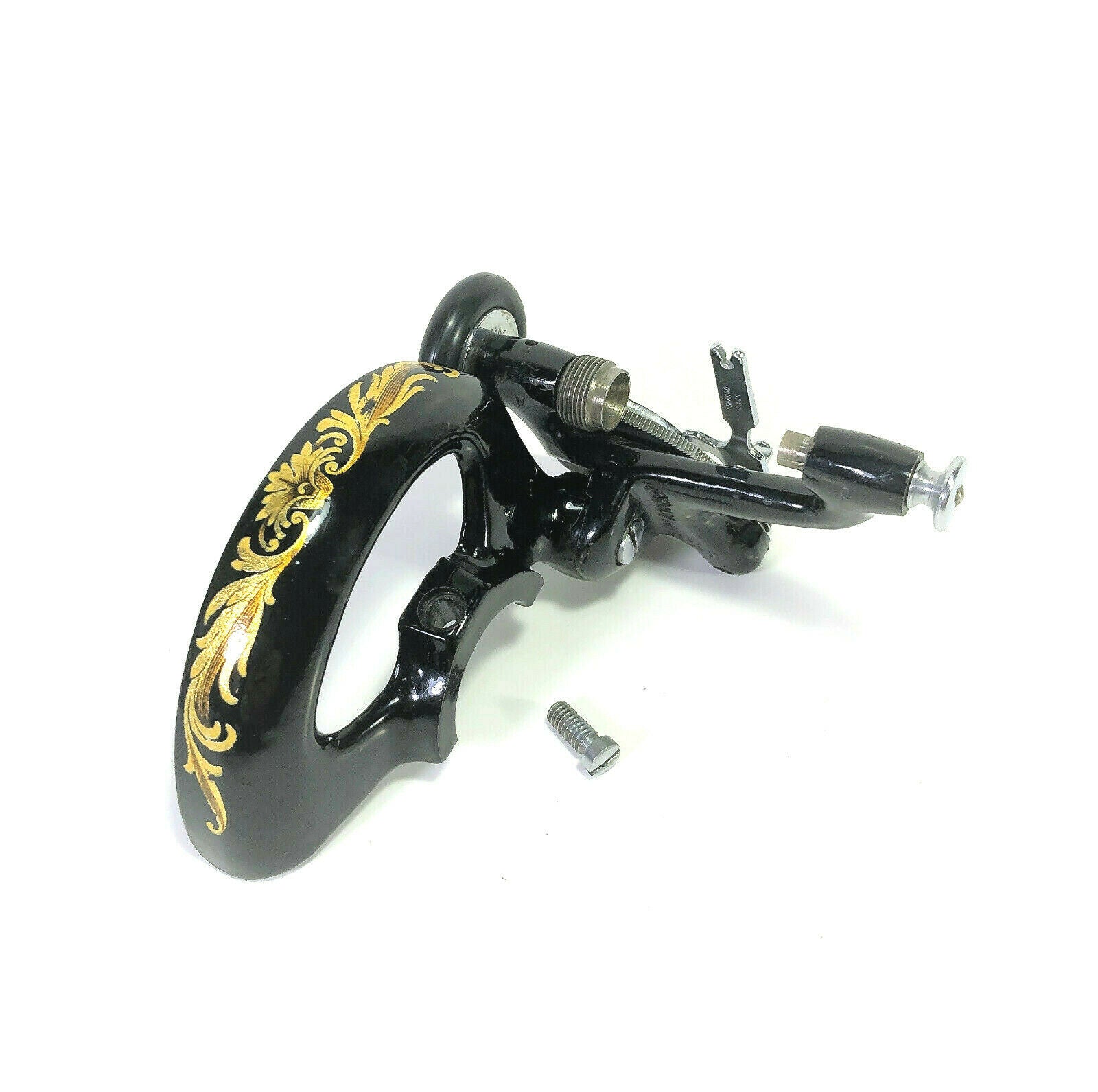 Singer 128 Sewing Machine Bobbin Winder Belt Guard Assembly w Rococo Decal Simanco - The Old Singer Shop