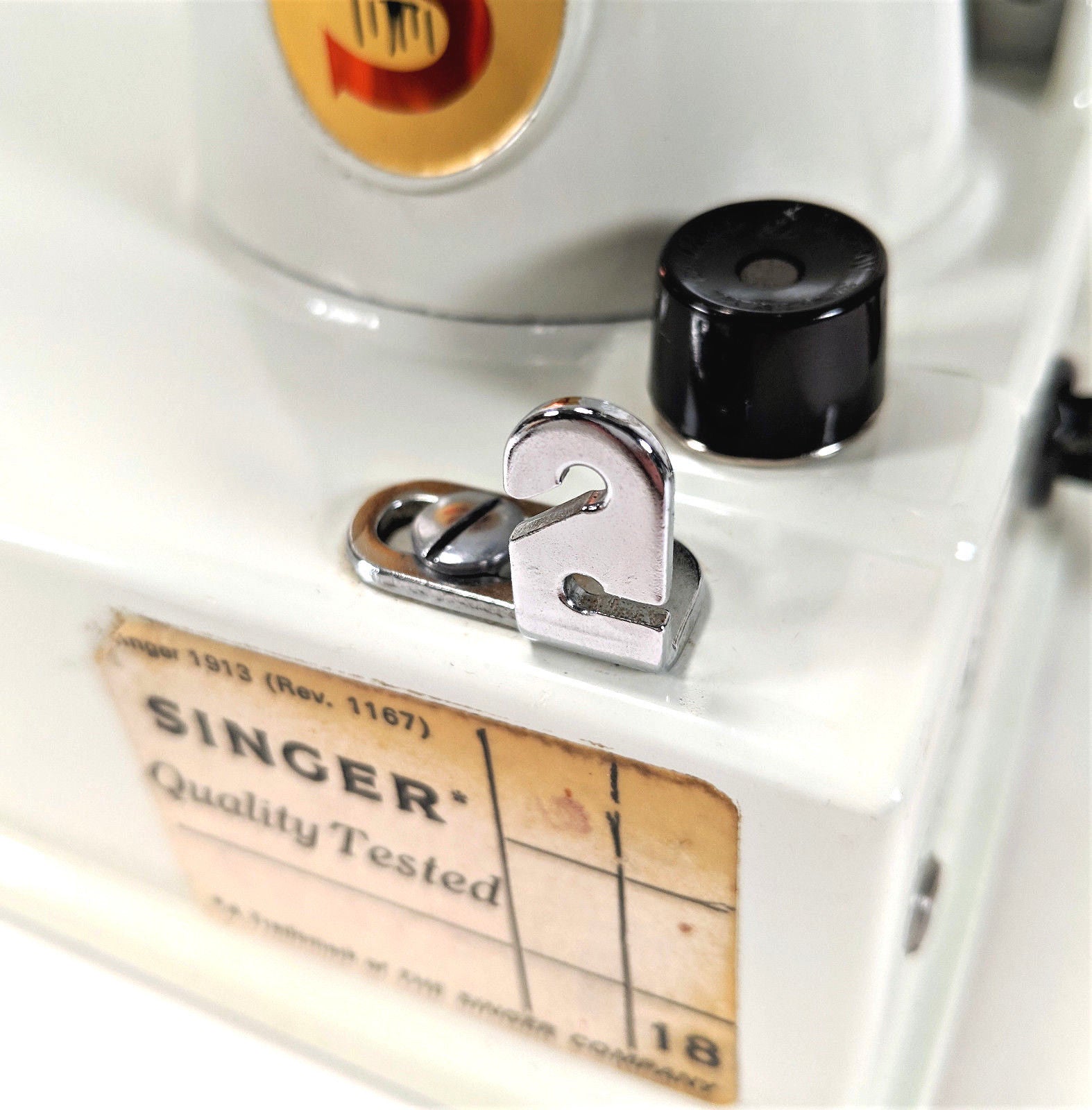 Singer White 221K Featherweight Bobbin Winder Thread Tension Guide Bracket Simanco 179651 - The Old Singer Shop