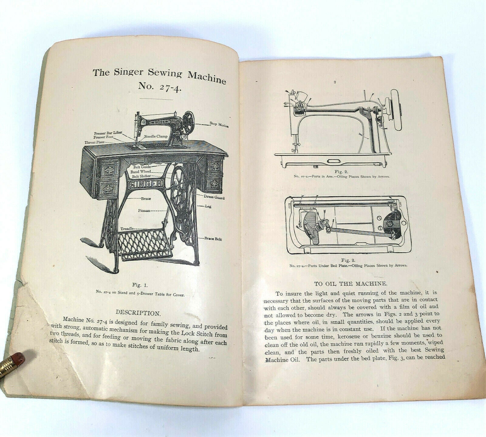 Singer 27 - 4 Treadle Sewing Machine Instruction Manual Original 1903 - The Old Singer Shop