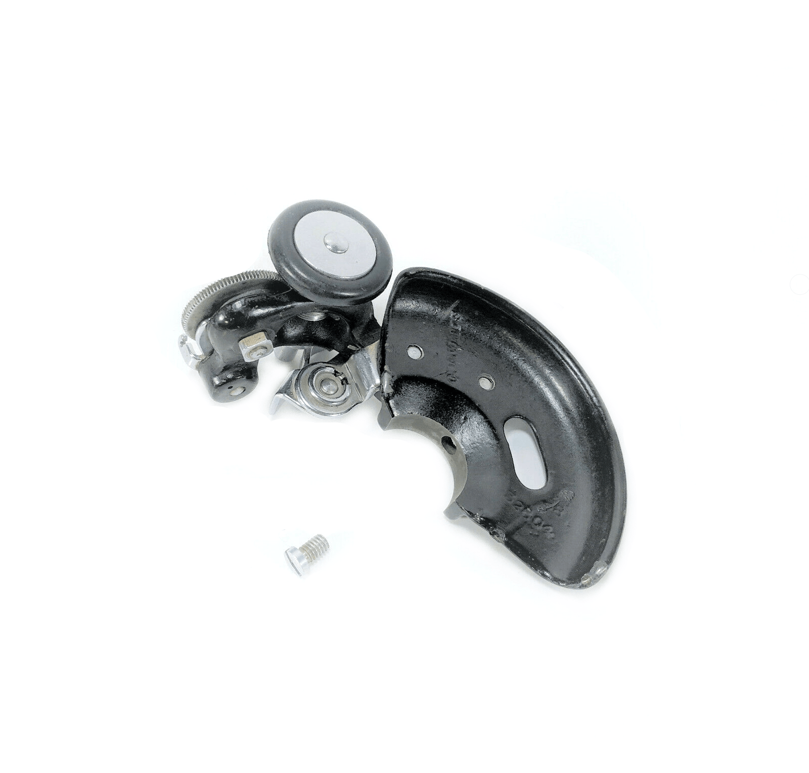 Singer 66 99 Sewing Machine Bobbin Winder Belt Guard Assembly w Filigree Decal for Spoked Wheel CR - The Old Singer Shop