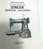 Singer 47w70 Industrial Sewing Machine Instruction Manual Vintage Original 1943 - The Old Singer Shop