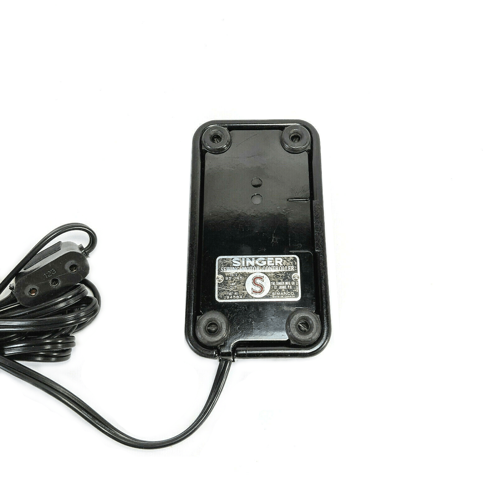 Singer Sewing Machine Bakelite Foot Pedal Speed Controller Simanco 194584 Re - Wired 221 99 15 - The Old Singer Shop