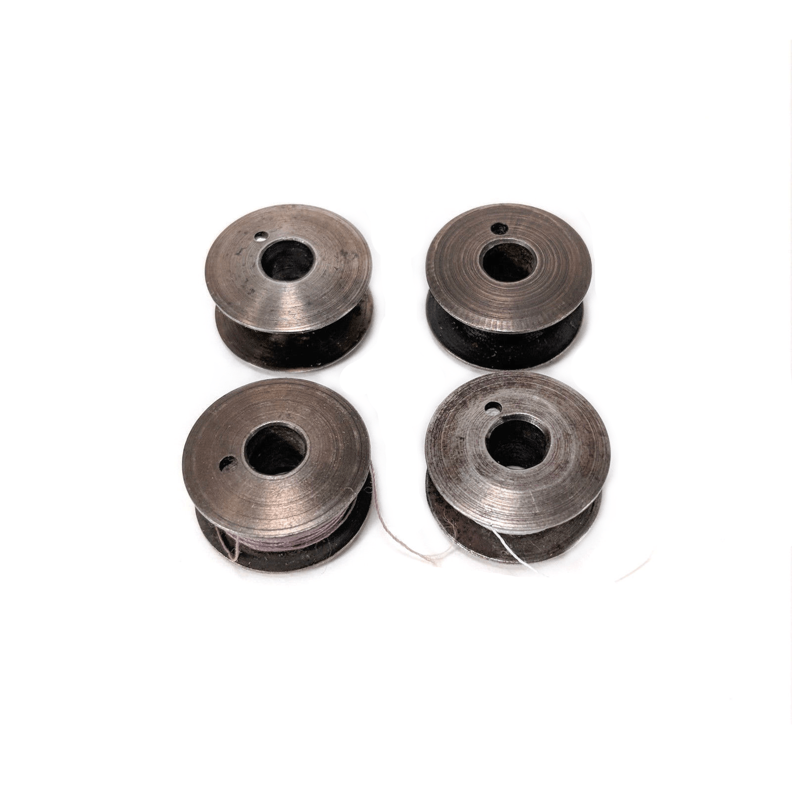 Singer Sewing Machine Class 66 Spun Bobbins Early Cast Steel One Hole Vintage Simanco Lot of 4 - The Old Singer Shop