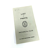 Singer 112w116 Industrial Sewing Machine List of Parts Booklet Manual 1946 - The Old Singer Shop