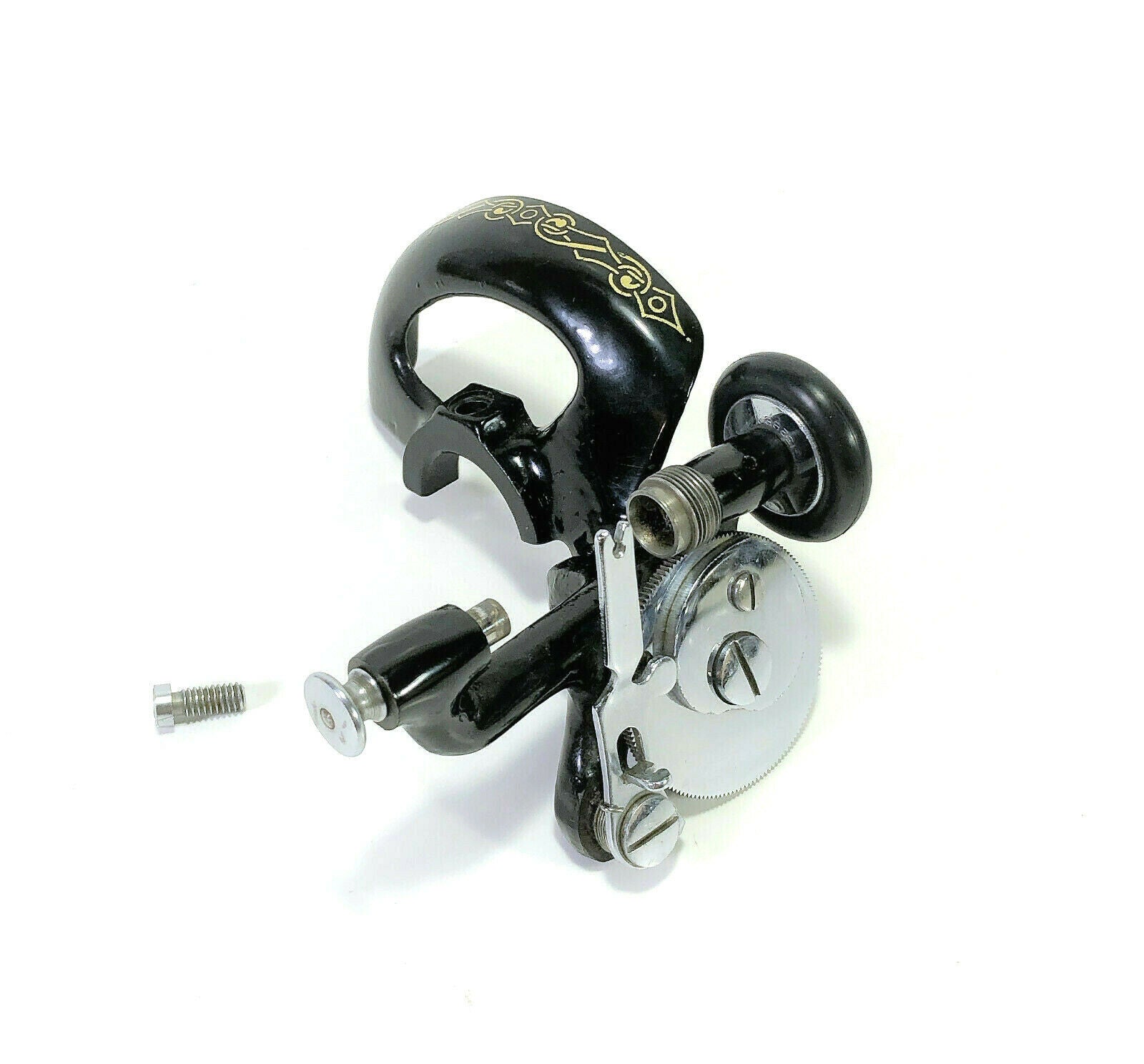 Singer 128 Sewing Machine Bobbin Winder Belt Guard Assembly Celtic Swirl Chrome Simanco 55511 - The Old Singer Shop