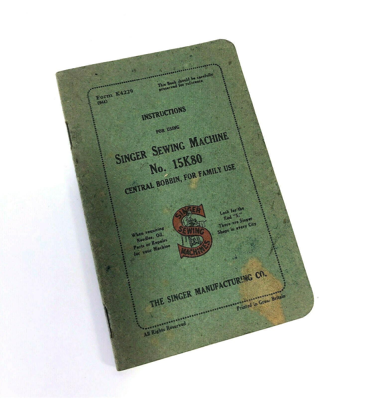 Singer 15 - 80 15K80 Sewing Machine Instruction Manual Original - The Old Singer Shop