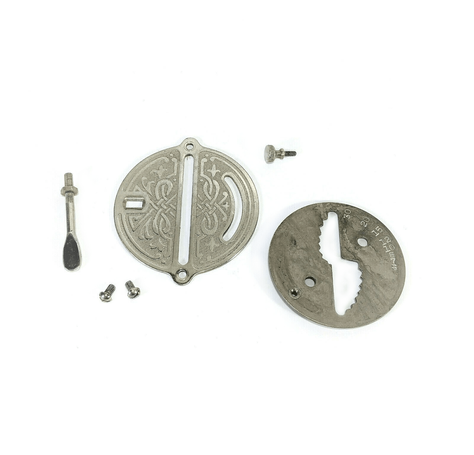 Rare 1932 Singer 15 - 91 Sewing Machine Scrolled Nickel Stitch Length Regulator Indicator Plate - The Old Singer Shop